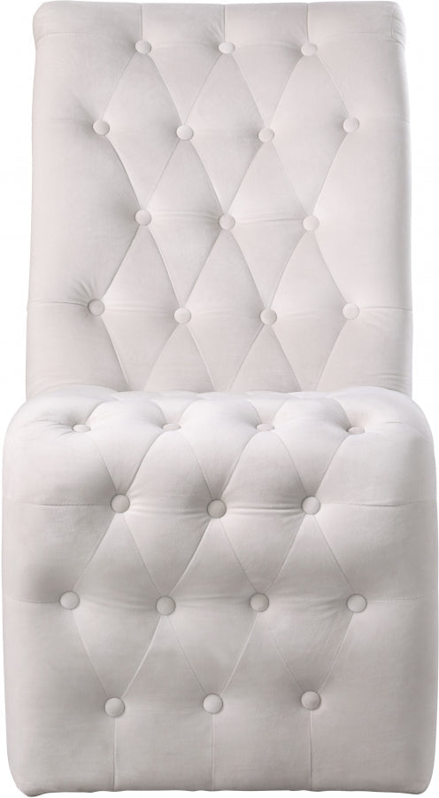 Curve Velvet Upholstered Dining Chair in Cream, Set of 2 - 920Cream-C