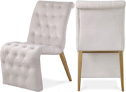 Curve Velvet Upholstered Dining Chair in Cream, Set of 2 - 920Cream-C