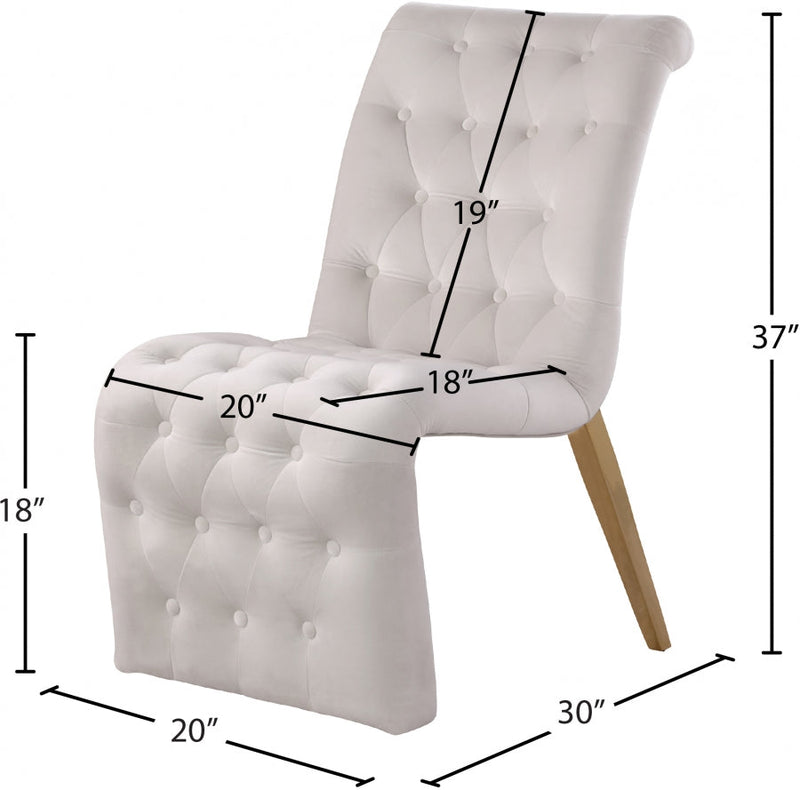 Curve Velvet Upholstered Dining Chair in Cream, Set of 2 - 920Cream-C