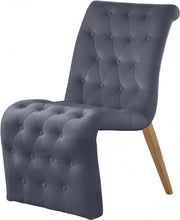 Curve Velvet Upholstered Dining Chair in Grey, Set of 2 - 920Grey-C