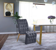 Curve Velvet Upholstered Dining Chair in Grey, Set of 2 - 920Grey-C
