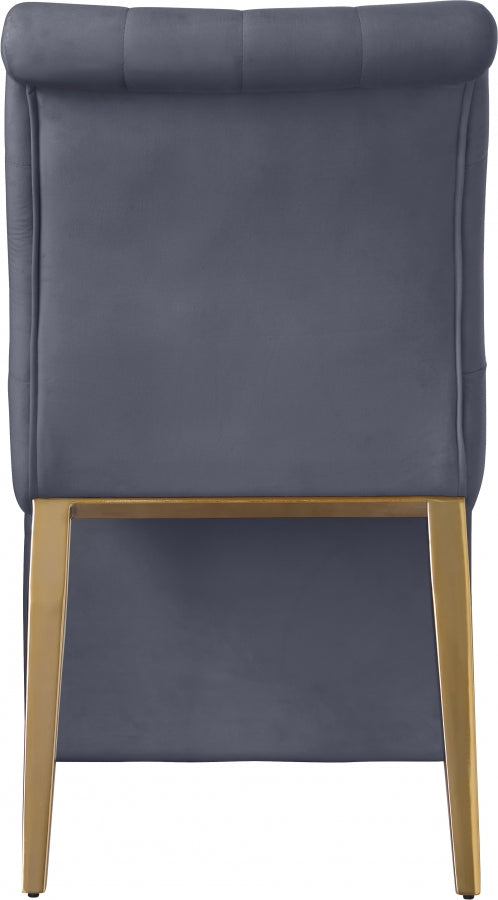 Curve Velvet Upholstered Dining Chair in Grey, Set of 2 - 920Grey-C