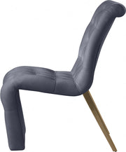 Curve Velvet Upholstered Dining Chair in Grey, Set of 2 - 920Grey-C