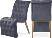 Curve Velvet Upholstered Dining Chair in Grey, Set of 2 - 920Grey-C