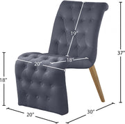 Curve Velvet Upholstered Dining Chair in Grey, Set of 2 - 920Grey-C