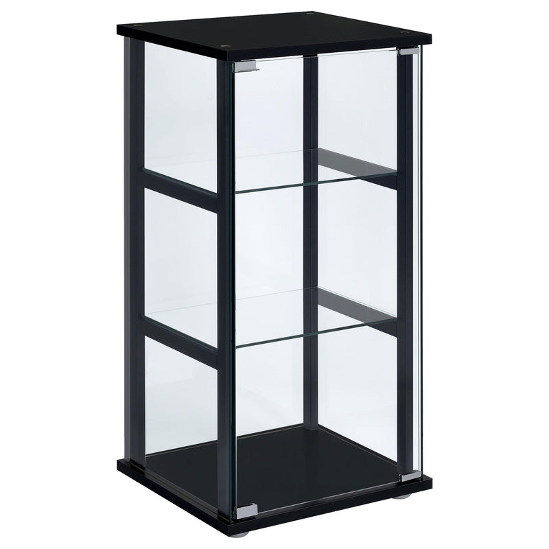 Cyclamen 3-shelf Clear Glass Curio Display Cabinet Black - 950179
