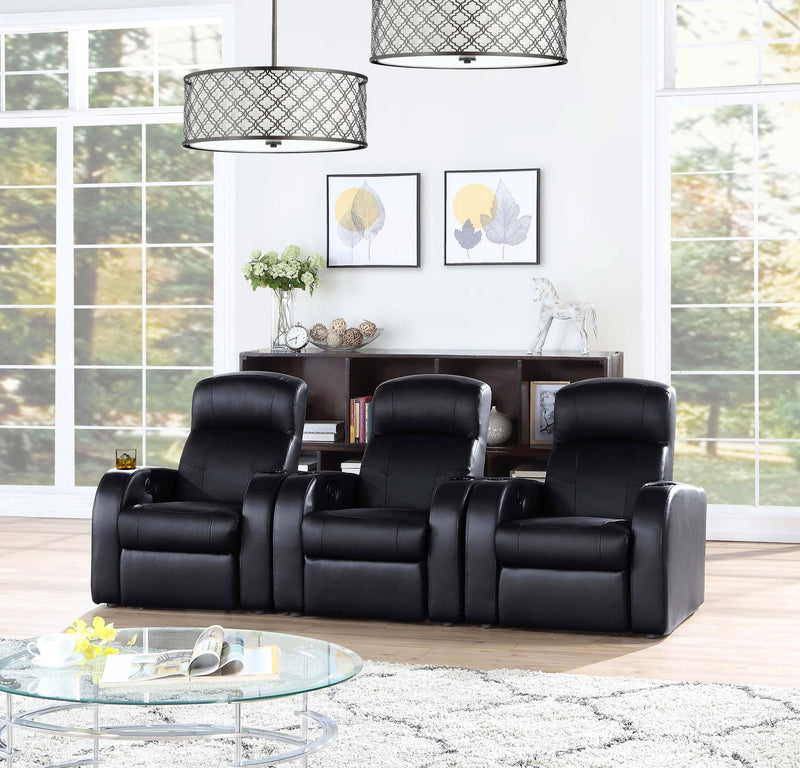 Cyrus Upholstered Track Arm Recliner Black - 600001