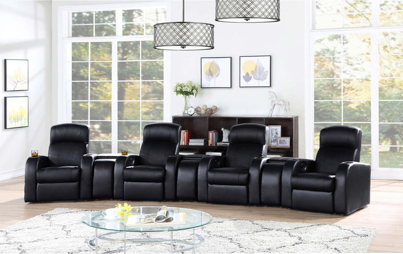 Cyrus Upholstered Track Arm Recliner Black - 600001