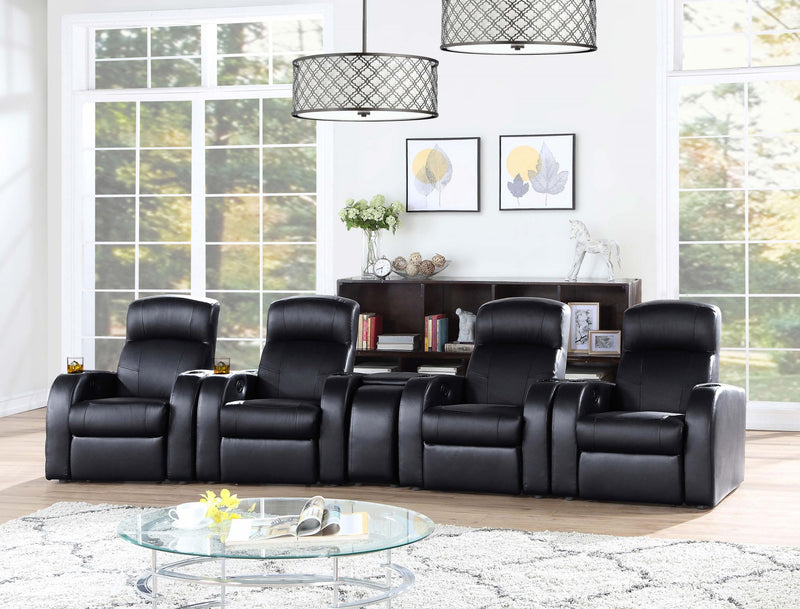 Cyrus Upholstered Track Arm Recliner Black - 600001