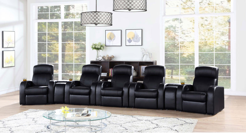 Cyrus Upholstered Track Arm Recliner Black - 600001