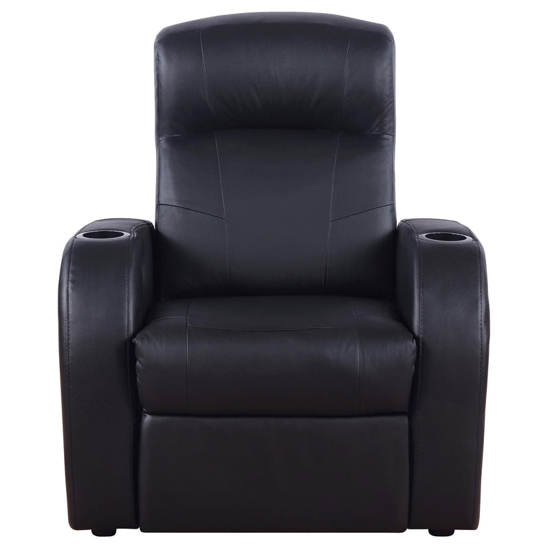 Cyrus Upholstered Track Arm Recliner Black - 600001