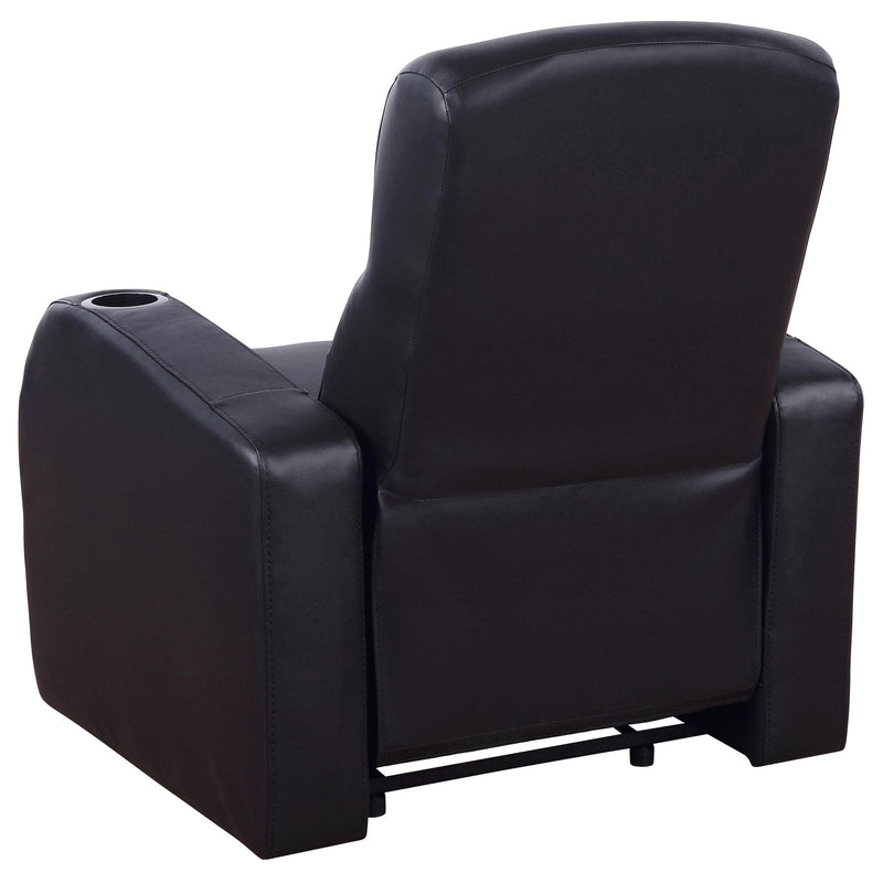 Cyrus Upholstered Track Arm Recliner Black - 600001