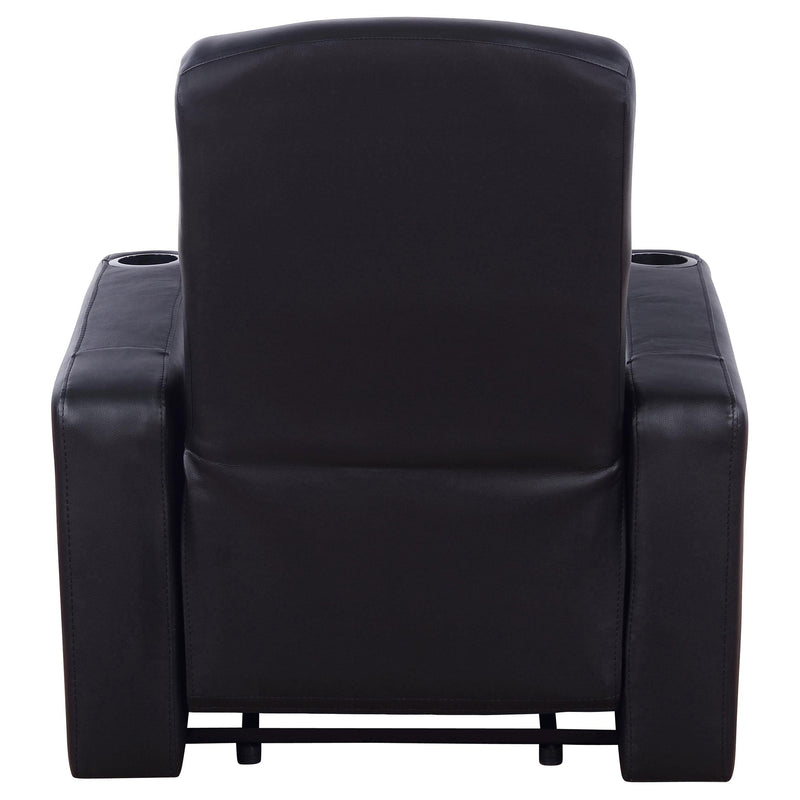 Cyrus Upholstered Track Arm Recliner Black - 600001