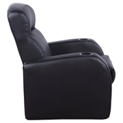 Cyrus Upholstered Track Arm Recliner Black - 600001