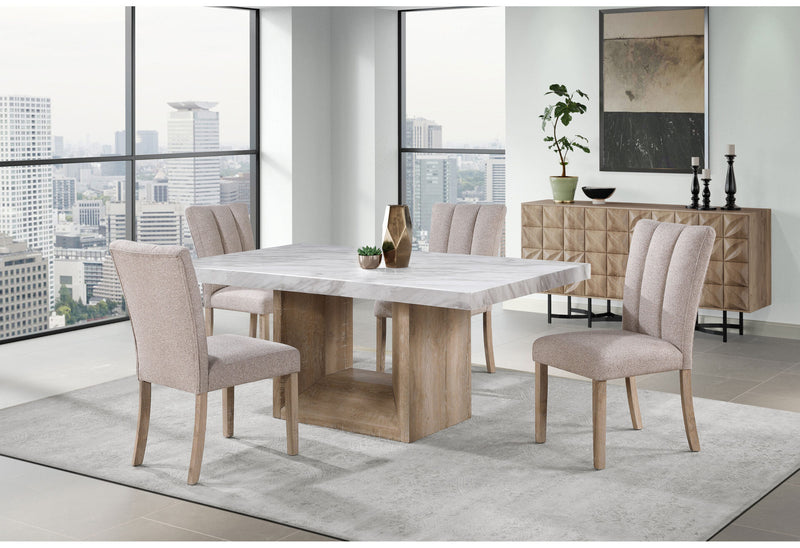 D02 Natural Dining Table + 8 D8683 Dining Chairs - D02DT-NATURAL+D8683DC-BEIGE 9PC