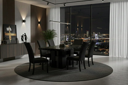 D03 Dining Table +6 D03 Dining Chairs Black - D03DT+D03DC-BLK 7 PC