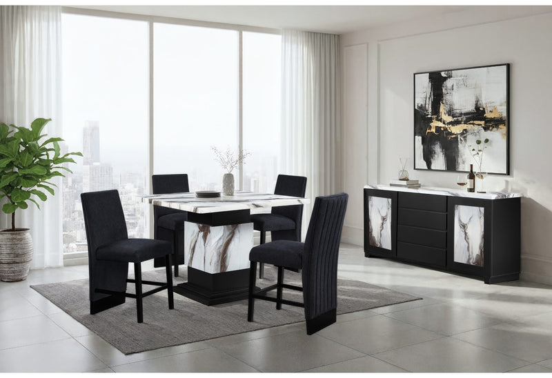 D12 Bar Table And 4 Bar Stools - D12BT+D12BS-BLK