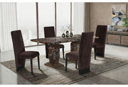 D12 Brown Dining Table With 6 D12 Brown Dining Chairs - D12DT-BRWN+D12DC-BRWN 7 PC