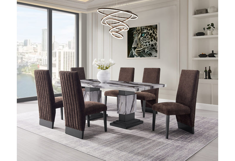 D12 Dining Table And 4 D12 Brown Dining Chairs - D12DT+D12DC-BRN