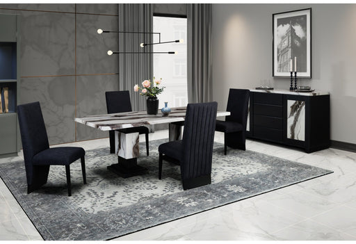 D12 Dining Table And 8 D12 Black Dining Chairs - D12DT+D12DC-N 9PC