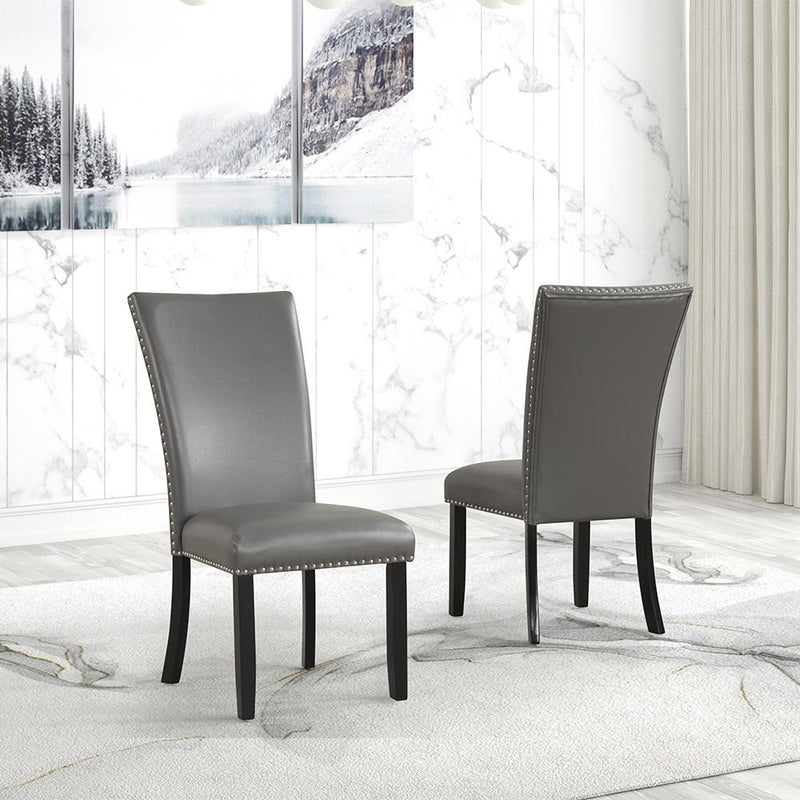 [D210-C] Vivian - Chair, PU / SOLID RUBBER WOOD, Gray Box: 1 of 1 Box of 2 - D210-C