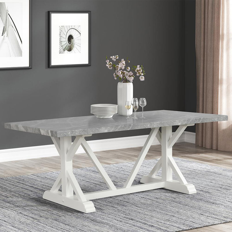 [D211-Table] Sarah - Dining Table, MDF, SOLID WOOD, Gray / White With : N/A Box: 1 of 1 Each - D211-Table