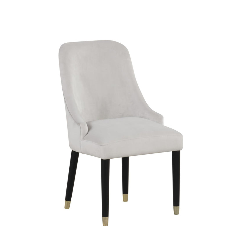 [D218-C] Eva - Chair (Gray), SOLID RUBER WOOD / VELVET, Gray Box: 1 of 1 Box of 2 - D218-C