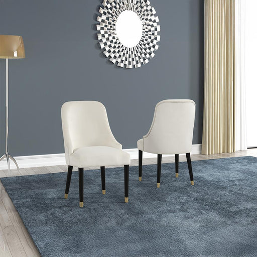 [D219-C] Eva - Chair (Cream), SOLID RUBER WOOD / VELVET, Cream Box: 1 of 1 Box of 2 - D219-C
