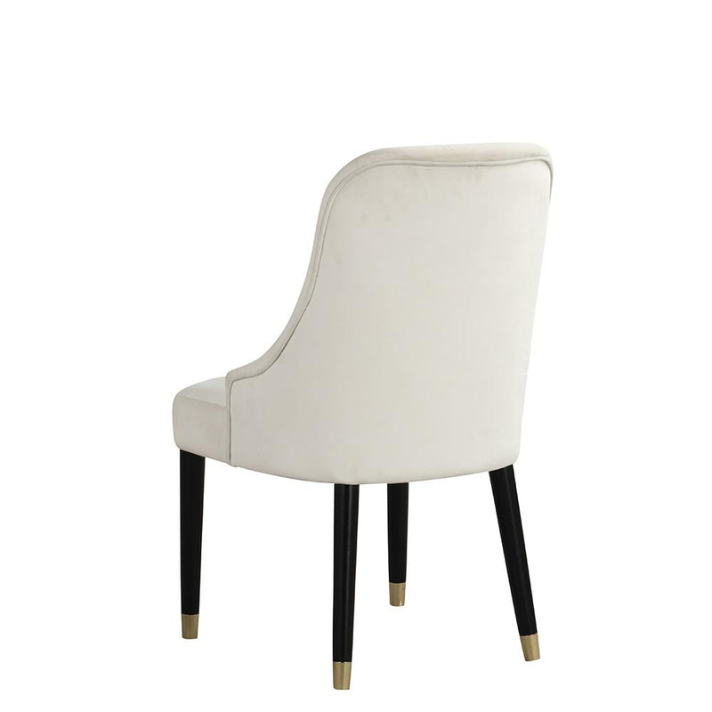 [D219-C] Eva - Chair (Cream), SOLID RUBER WOOD / VELVET, Cream Box: 1 of 1 Box of 2 - D219-C