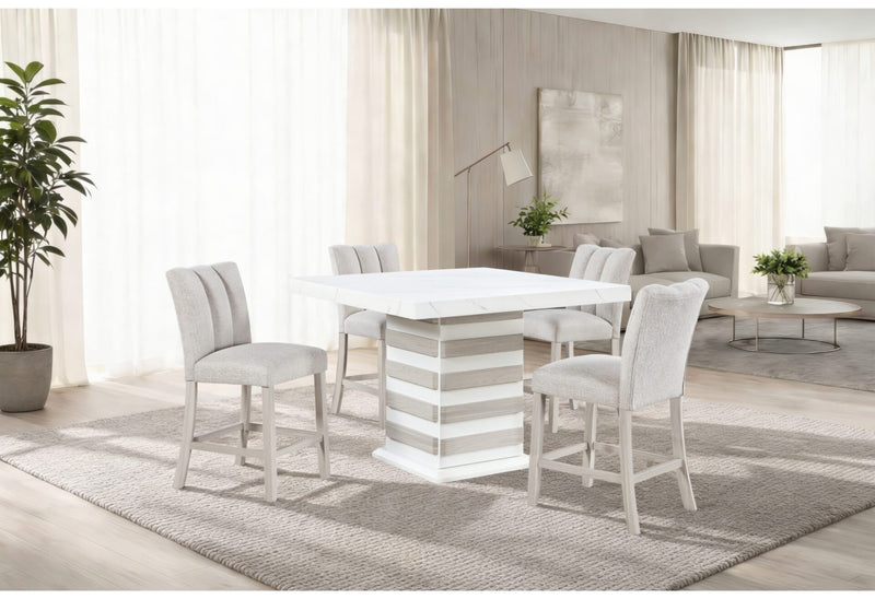D2507 Bar Table With 6 D06 Bar Stools Beige - D2507BT+D06BS-BEIGE 7 PC