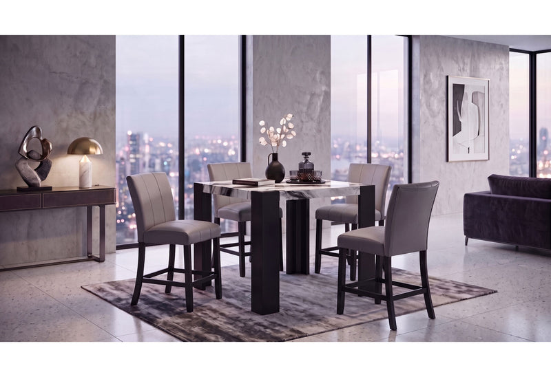 D2538 Panda Bar Table And 4 D2538 Grey Bar Stools - D2538BT-PANDA+4 D2538BS-GREY