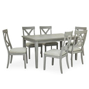 [D328-7PC-Set] Miral - 7PC Dining Set, MDF, Melamin, Rubber Wood, Fabric, Gray Each - D328-7PC-Set
