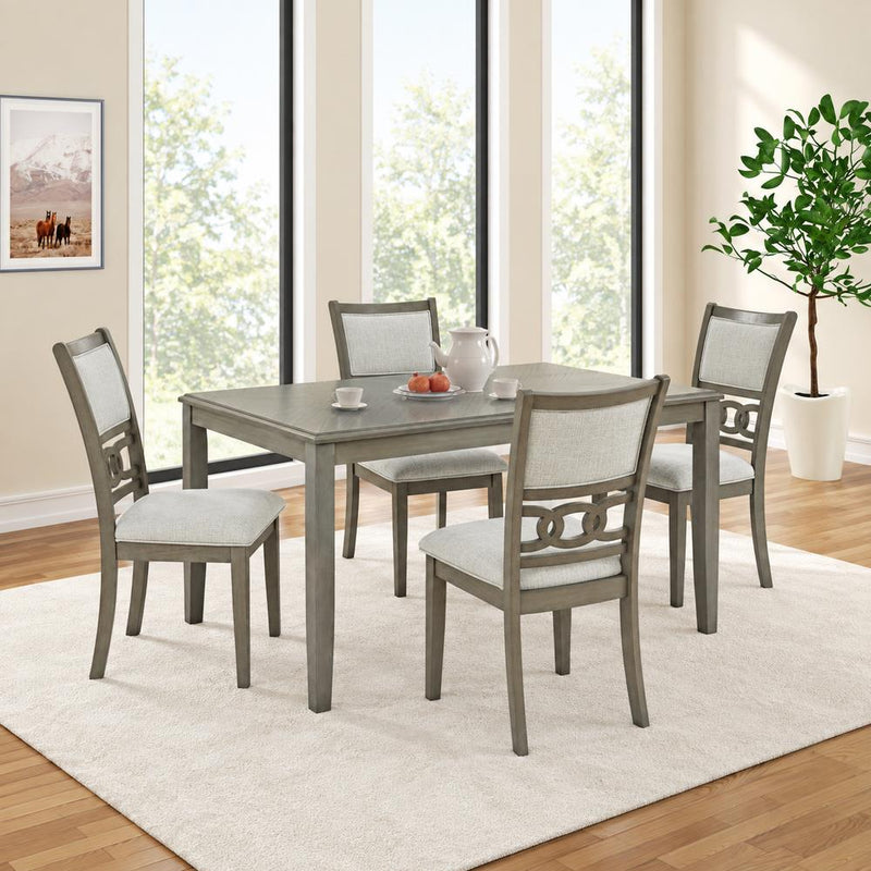 [D334-5PC-Set] Sabrinal - 5PC Dining Set, Rubber wood, FABRIC, Gray Each - D334-5PC-Set