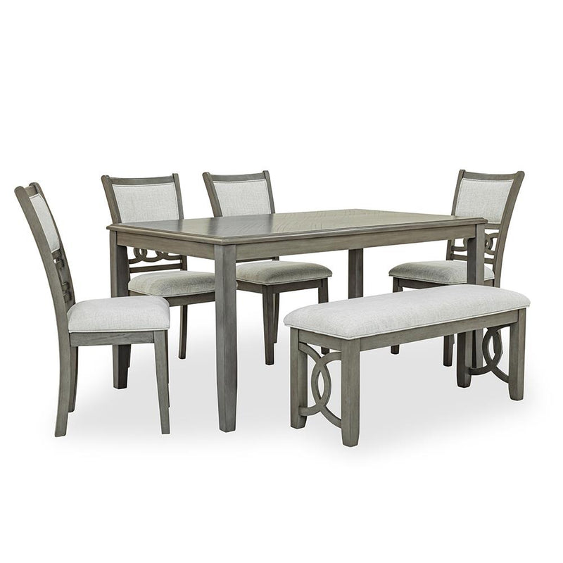 [D334-6PC-Set] Sabrinal - 6PC Dining Set , Rubber wood, FABRIC, Gray Each - D334-6PC-Set