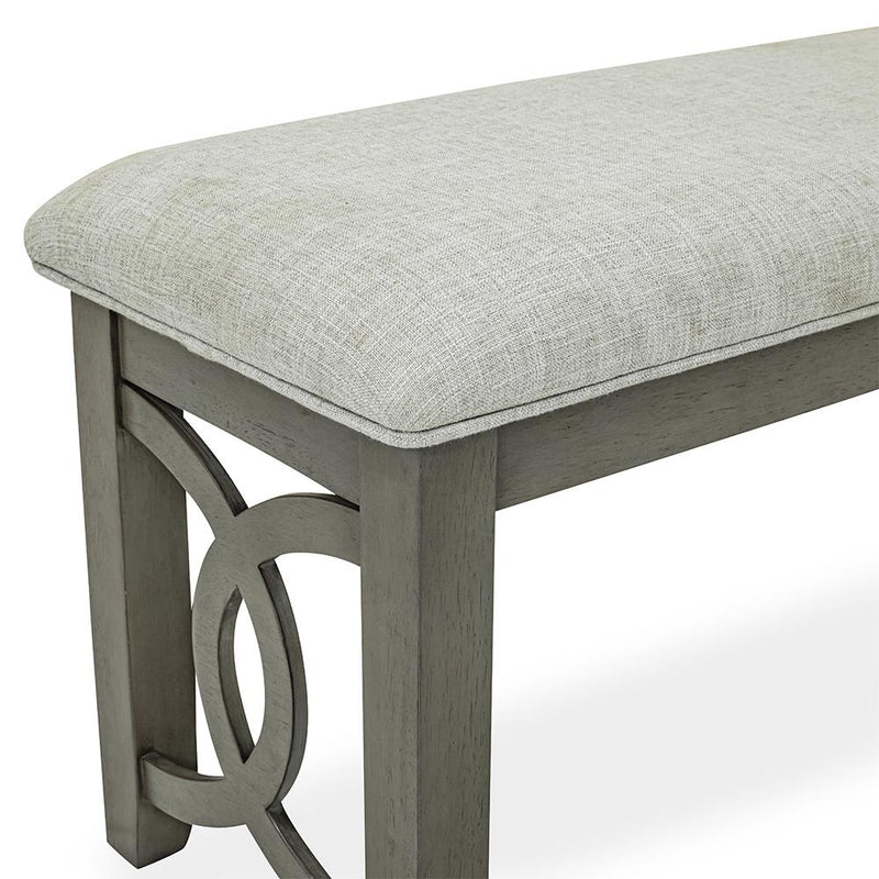 [D334-BN] Sabrinal - Bench, Rubber wood, FABRIC, Gray Box: 1 of 1 Each - D334-BN