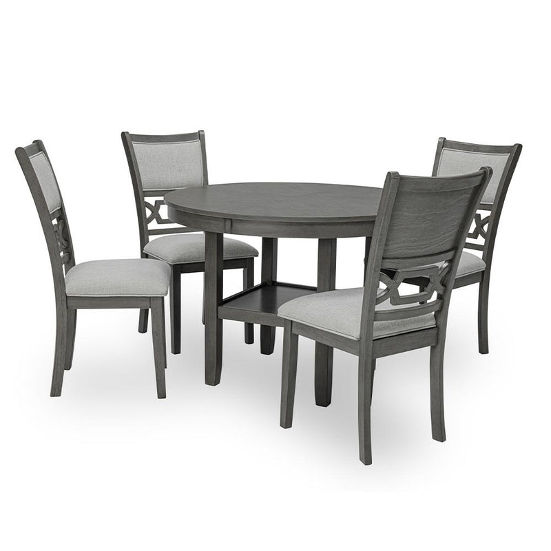 [D342-5PC-Set] River - 5PC Round Dining Set (Gray), MDF, Rubber Wood, Gray Box: 1 of 1 Each - D342-5PC-Set