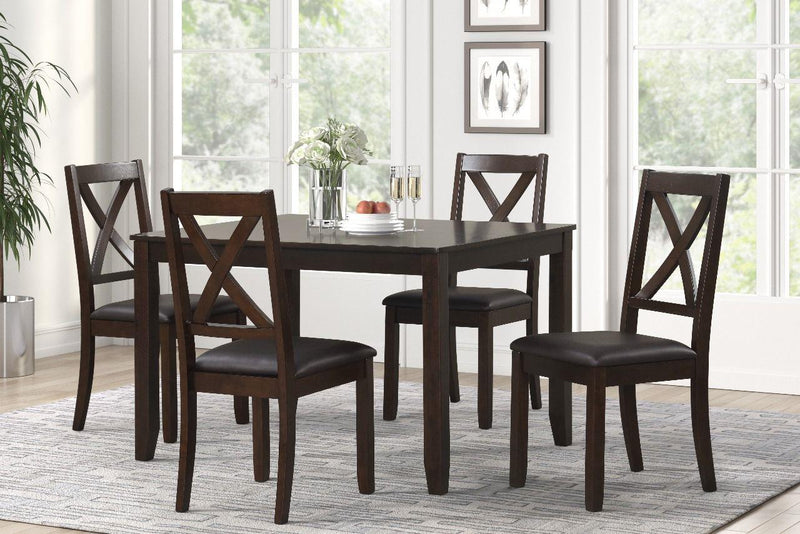 D390 - Orland Espresso Dining Set (48" TABLE & 4 CHAIRS) - D390-50