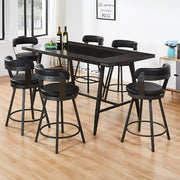 [D522-7PC-Set] Cordoba - 7PC Pub Set, Wood, Metal, PU, Black Each - D522-7PC-Set