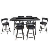 [D522-7PC-Set] Cordoba - 7PC Pub Set, Wood, Metal, PU, Black Each - D522-7PC-Set