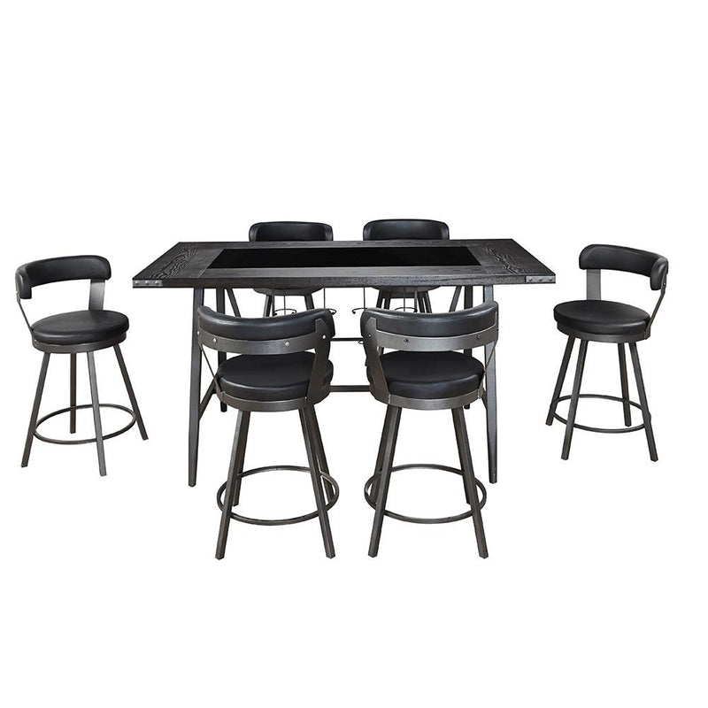 [D522-7PC-Set] Cordoba - 7PC Pub Set, Wood, Metal, PU, Black Each - D522-7PC-Set