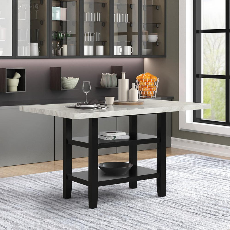 [D527-Table] Ayla - Pub Table (White & Black), MDF / SOLID RUBBER WOOD, WHITE / BLACK Box: 1 of 1 Each - D527-Table