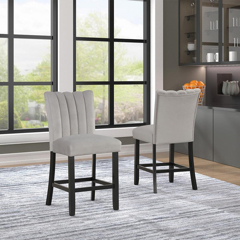 [D528-C] Ayla - Chair (Gray, Velvet), VELVET / SOLID RUBBER WOOD, GRAY Box: 1 of 1 Box of 2 - D528-C