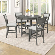 [D530-5PC-Set] Andrea - 5PC Round Pub Set (Gray), MDF, Rubber Wood, Gray Box: 1 of 1 Each - D530-5PC-Set