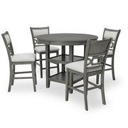 [D530-5PC-Set] Andrea - 5PC Round Pub Set (Gray), MDF, Rubber Wood, Gray Box: 1 of 1 Each - D530-5PC-Set