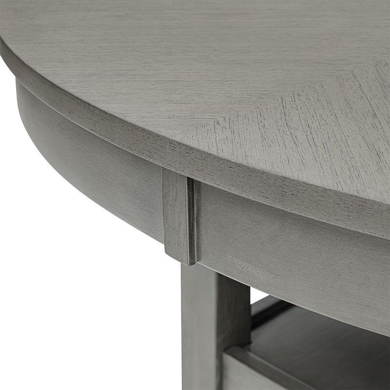 [D530-5PC-Set] Andrea - 5PC Round Pub Set (Gray), MDF, Rubber Wood, Gray Box: 1 of 1 Each - D530-5PC-Set