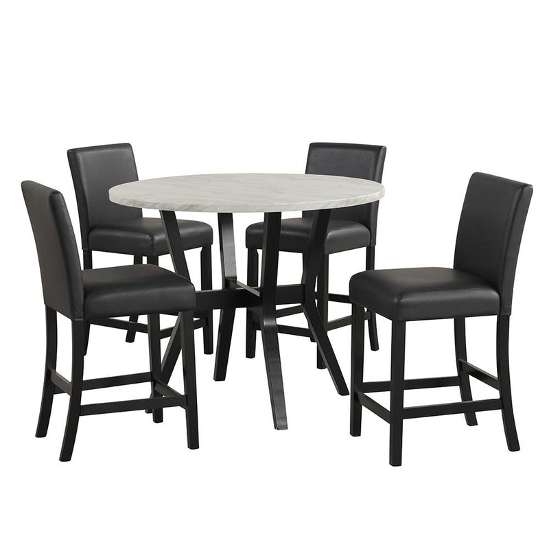 [D536-5PC-Set] Ariana - 5PC Pub Table Set (White & Black), SOLID RUBBER WOOD/ MDF, WHITE / BLACK Box: 1 of 1 Each - D536-5PC-Set