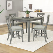 [D574-5PC-Set] Miral - 5PC Pub Table Set, MDF, Melamin, Rubber Wood, Gray Each - D574-5PC-Set