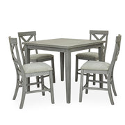 [D574-5PC-Set] Miral - 5PC Pub Table Set, MDF, Melamin, Rubber Wood, Gray Each - D574-5PC-Set