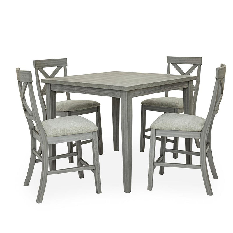 [D574-5PC-Set] Miral - 5PC Pub Table Set, MDF, Melamin, Rubber Wood, Gray Each - D574-5PC-Set