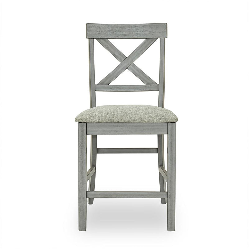 [D574-C] Miral - Pub Chair, Rubber Wood, Fabric, Gray Box: 1 of 1 Box of 2 - D574-C